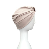 Pink Metallic Knit Jersey Turban Hat
