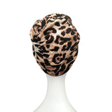 Leopard Print Soft Jersey Turban Hat For Women