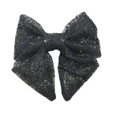 Black sequin hair bow barrette clip for women
