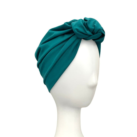 Teal Knotted Cotton Turban Head Wrap for Women