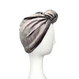 Silver Grey Front Knot Full Velvet Turban Hat for Women