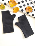 Black fingerless warm fleece driving gloves