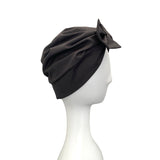 Black Front Knot Turban Head Wrap with a Bow