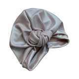 Metallic Pale Pink and Silver Chunky Front Knot Turban Hat