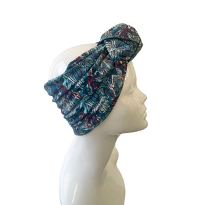 Extra Wide Blue Organic Cotton Turban Head Wrap Headband