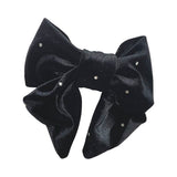 Black studded velvet hair bow barrette clip