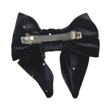 Black studded velvet hair bow barrette clip