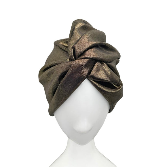 Gold Metallic Twist Turban Hat