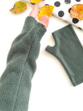 Dark green fingerless wrist warmer gloves