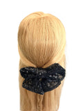 Black sequin hair bow barrette clip for women