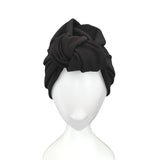 Soft Black Ribbed Jersey Front Knot Head Wrap