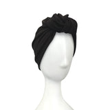 Soft Black Ribbed Jersey Front Knot Head Wrap