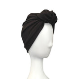 Soft Black Ribbed Jersey Front Knot Head Wrap