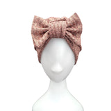 Dark Rose Gold Knit Bow Hair Turban