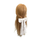 White Lace Long Tail Bridal Wedding Hair Bow Clip 