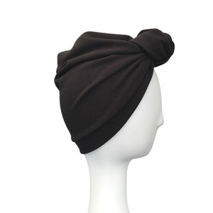 Soft Black Ribbed Jersey Front Knot Head Wrap