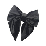 Black velvet hair bow barrette clip for women