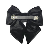 Black velvet hair bow barrette clip for women