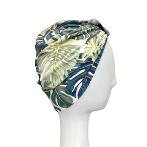 Monstera Print Pastel Green Hair Wrap
