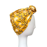 Mustard Floral Retro Front Knot Turban Hat