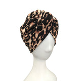 Soft Leopard Print Turban Head Wrap Hat 