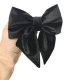 Black velvet hair bow barrette clip for women