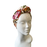 Soft Jersey White Floral Turban Head Wrap Headband