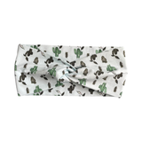 Small Mint Cacti Print Wide Soft Cotton Turban Headband