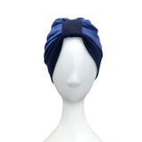 Lightweight Blue Cotton Turban Hat for Ladies