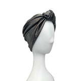 Silver Metallic Knotted Turban Hat