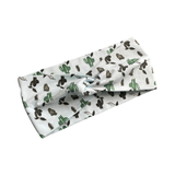 Small Mint Cacti Print Wide Soft Cotton Turban Headband