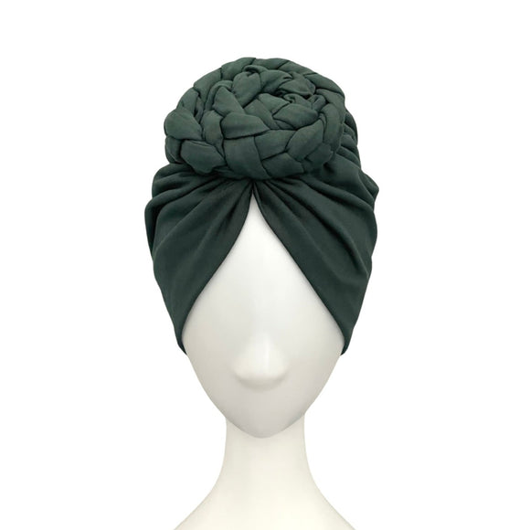 Dark Green Women's Vintage Style Knot Turban