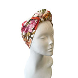 Soft Jersey White Floral Turban Head Wrap Headband