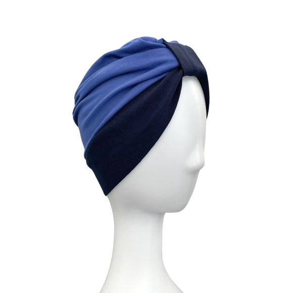 Lightweight Blue Cotton Turban Hat for Ladies