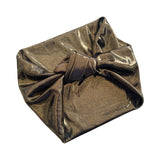 Gold Metallic Wide Front Knot Fashion Turban Headband 