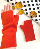 Burnt orange fingerless soft fleece autumn gloves