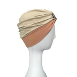 Cute Beige Alopecia Turban Hat with Leopard Front Knot
