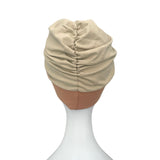 Cute Beige Alopecia Turban Hat with Leopard Front Knot