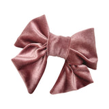 Dusky pink velvet hair bow barrette clip 