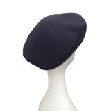 Navy blue yarn beret hat for women