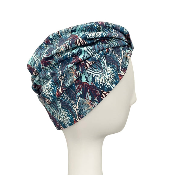 Casual Patterned Blue Front Knot Turban