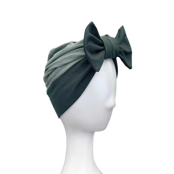 Green Bamboo Jersey Bow Turban Hat for Women