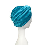 Turquoise Blue Velvet Turban Twist Head Wrap