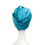 Turquoise Blue Velvet Turban Twist Head Wrap