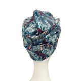 Casual Patterned Blue Front Knot Turban