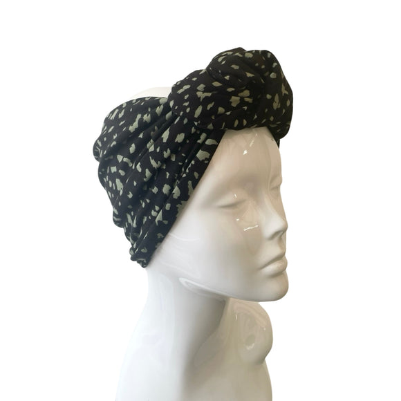 Black and Olive Extra Wide Knotted Fashion Headband
