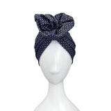 Large Rosette Navy SPF 50 Soft Stretchy Jersey Summer Turban