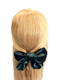 Luxury teal blue green velvet hair bow barrette