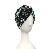 Black Floral Turban Twist Hat for Women