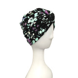 Black Floral Turban Twist Hat for Women